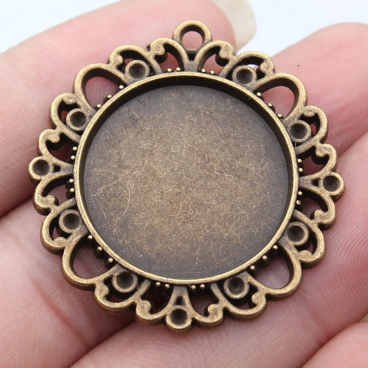 3pcs Inner Size 25mm 2 Colors Round Flower Style Cameo Cabochon Base Setting DIY Jewelry Making Findings