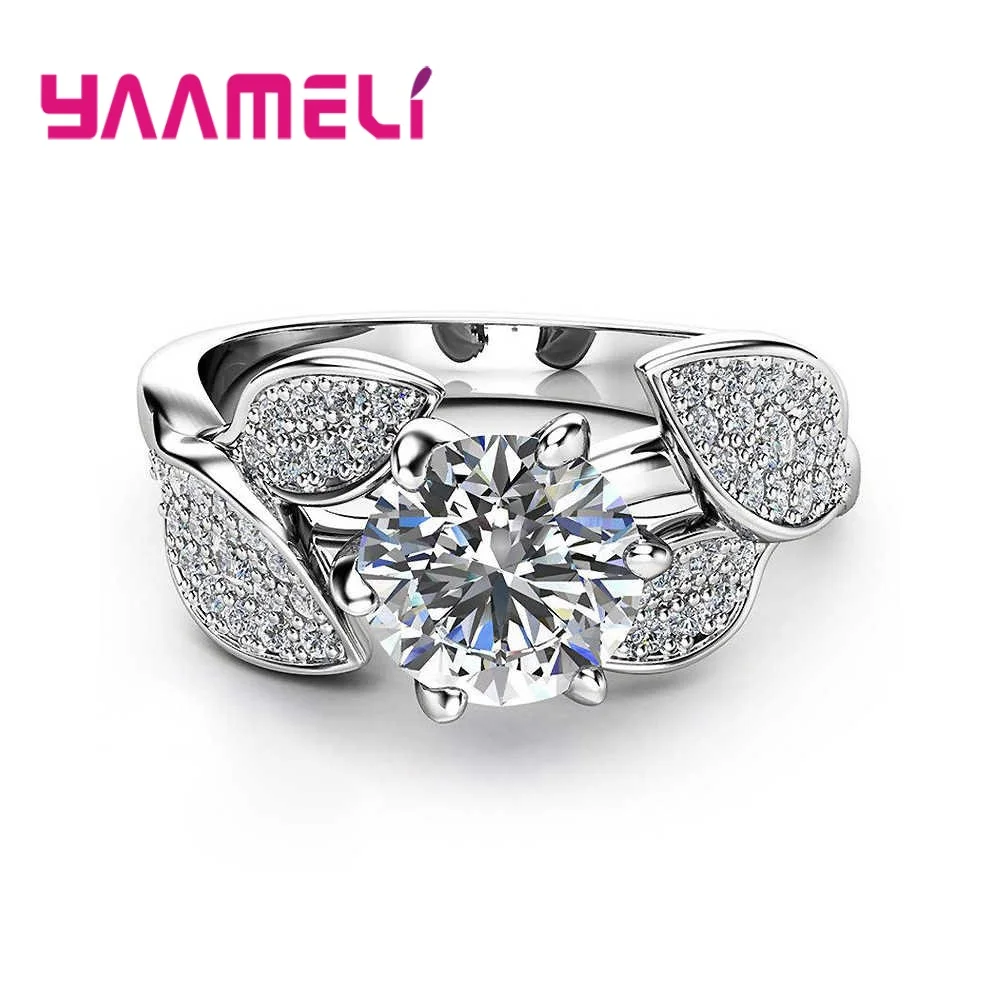

Classic Engagement Ring 6 Claws Design AAA White Cubic Zircon 925 Sterling Silver Female Women Wedding Band CZ Trendy Jewelry