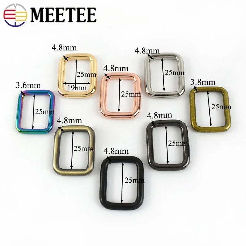 10/20/50Pcs Meetee 25mm Rectangle Metal Buckle Bag Strap Clips Belt Webbing Garment Adjust Clasp Hook DIY Hardware Accessories