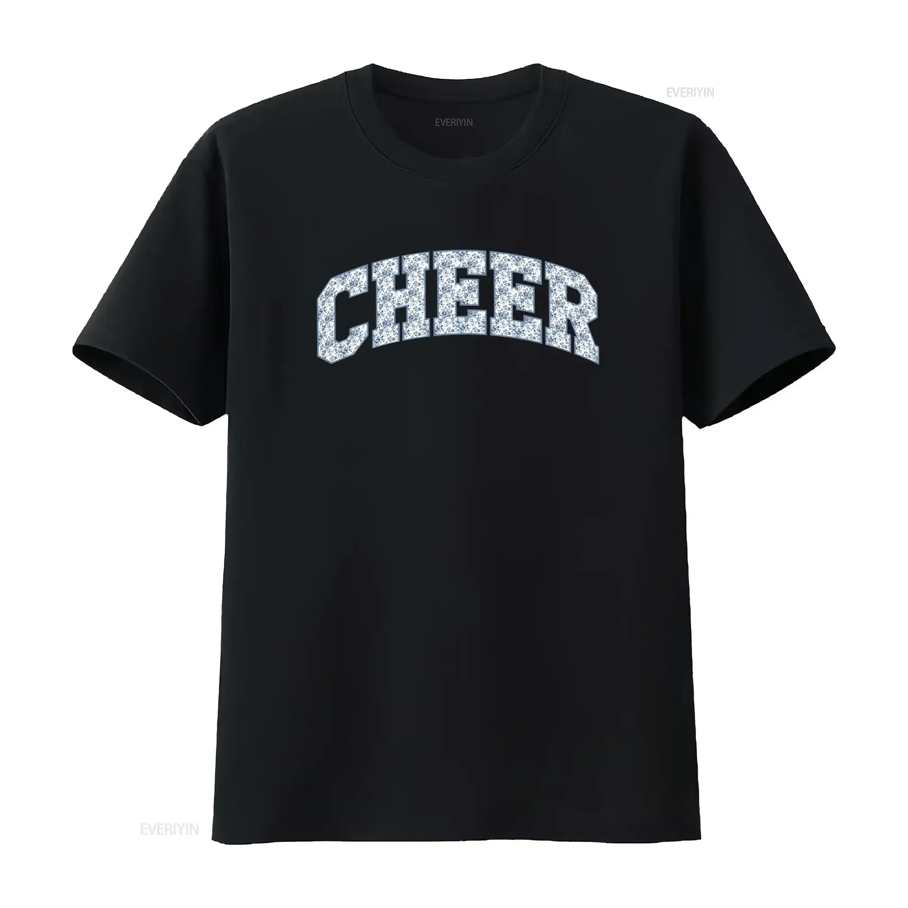 Toile Cheer T Shirt Mom Crewneck Floral Mama for Cheerleader Matching Squad Spirit vintage Washed homme Casual Slightly Stylish