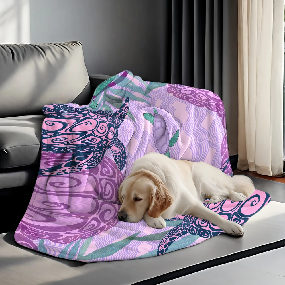 Sea Turtles Pink Ocean Super Soft Flannel Blanket Fuzzy Warm Throw Blanket for Bed Couch Cozy Plush Bed Cover All Season