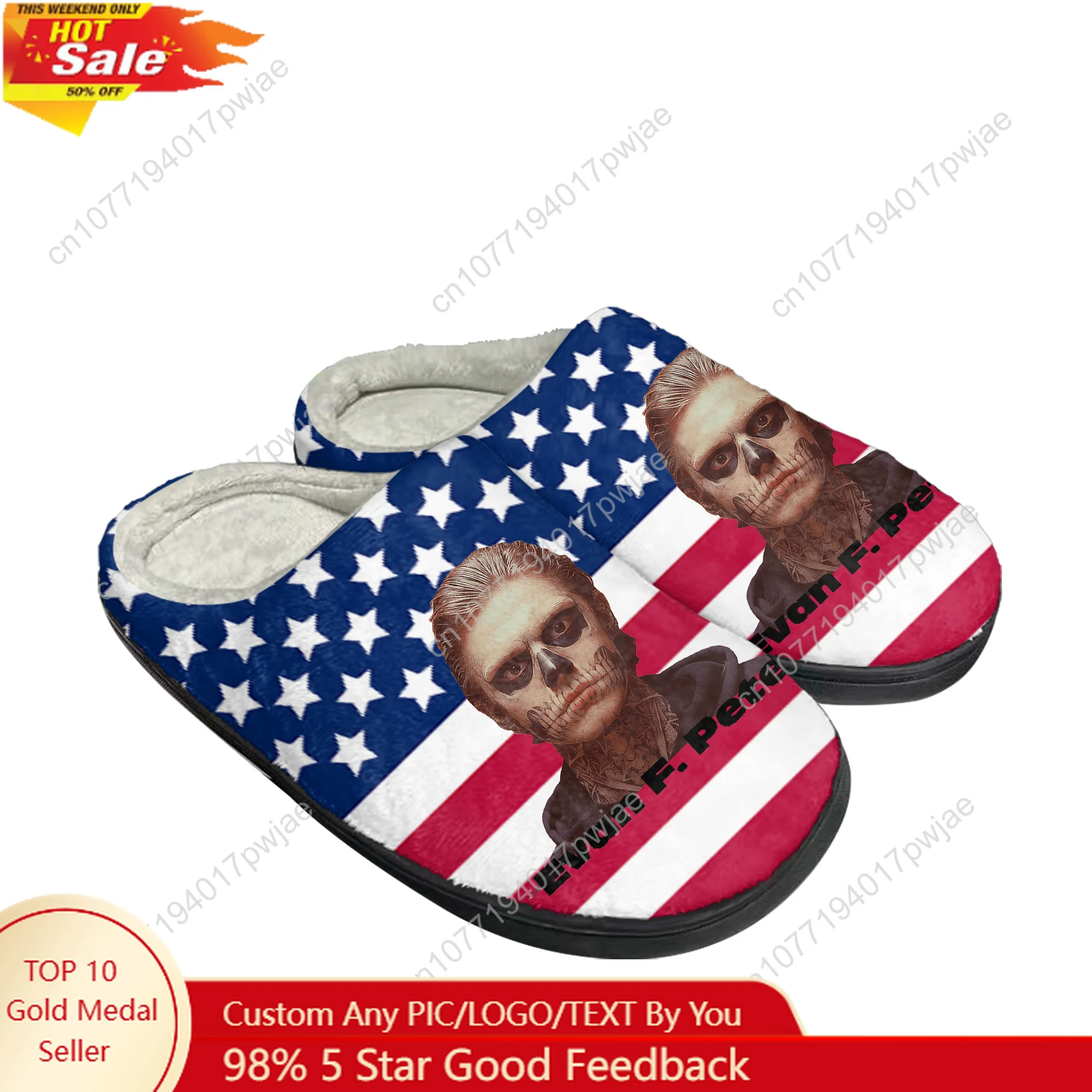 

Evan Peters Actor Home Cotton Custom Slippers Mens Womens Plush Bedroom Casual Keep Warm Shoes Thermal Slipper