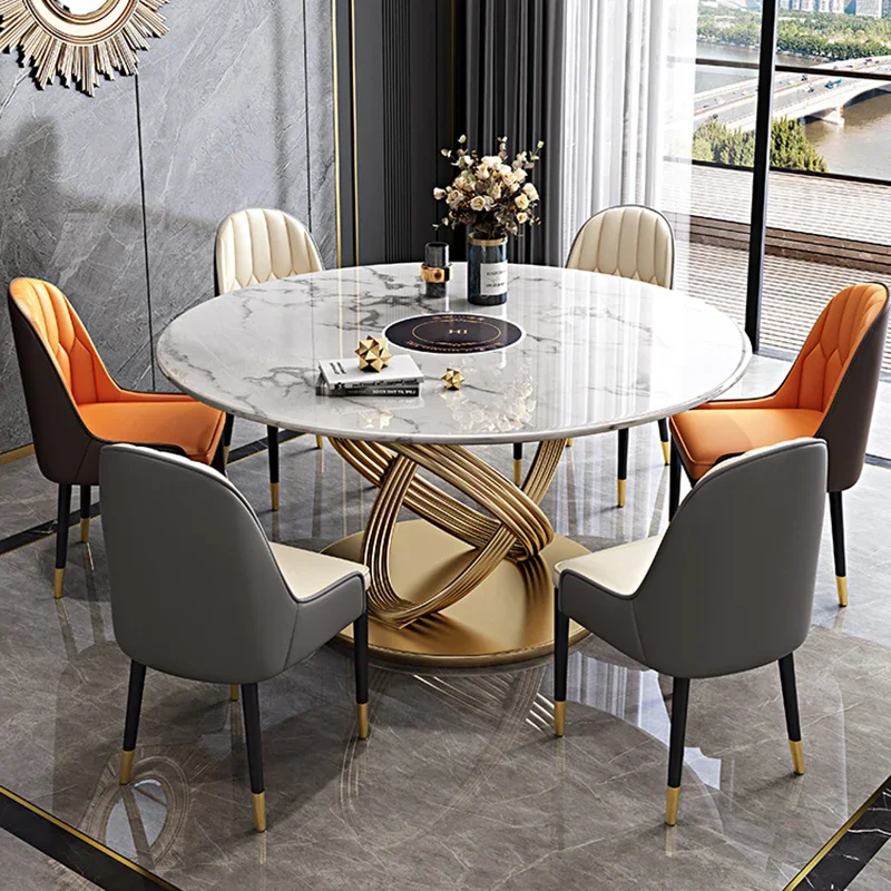 

Marble Coffee Dining Tables Round Center Luxury Dining Table Floor Turntable Gold Kitchen Mesa Comedor Home Furniture WSW40XP