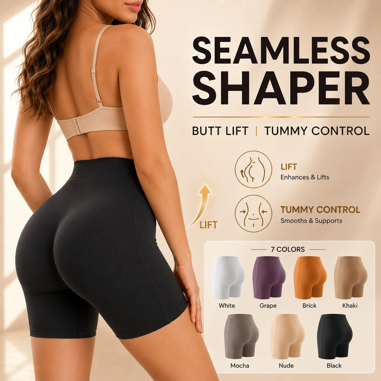 2PCS/SET Seamless High Waist Safety Shorts Women Anti Exposure Tummy Control Breathable Invisible Under Skirt Workout Base Layer