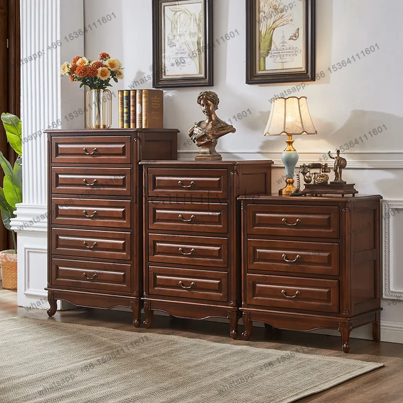 American all-solid wood bucket cabinet, living room, bedroom three four five bucket storage, rural retro storage cabinet