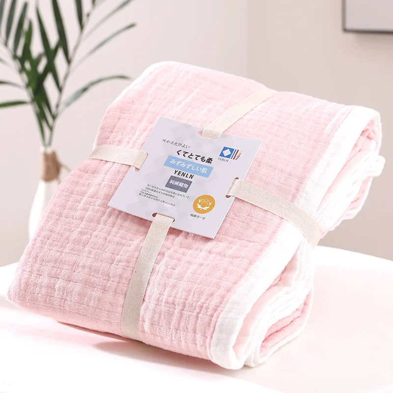 Summer Blankets 4 Layers Muslin Cotton Bedspread Blanket 150x200cm 200x230cm Soft Office Home Bedding Sleeping Quilt Blanket