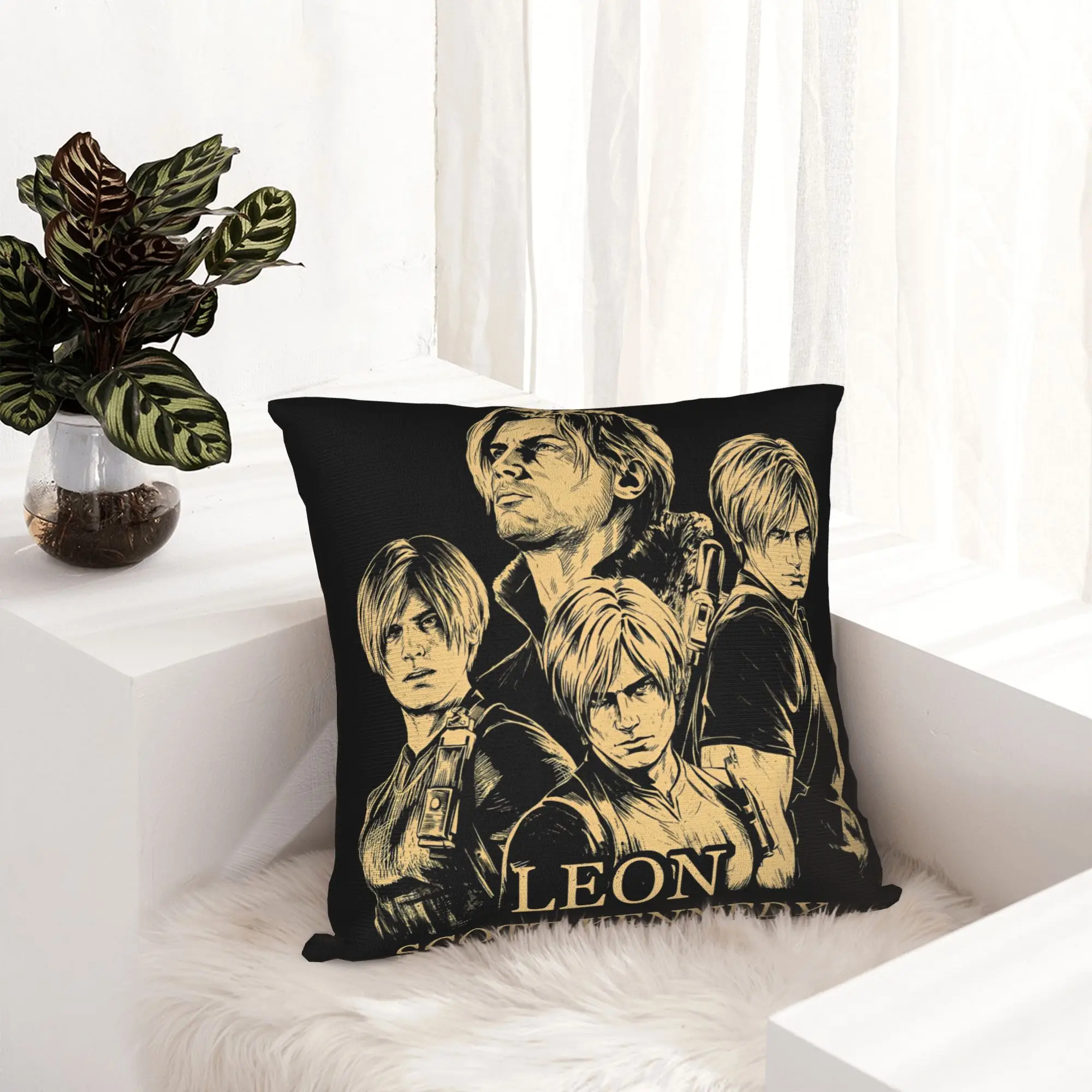 Leon S Kennedy Residents Evils 9 Requiem Pillowcase Printed Cushion Cover Decor Throw Pillow Case Cover Living Room Square 45*45