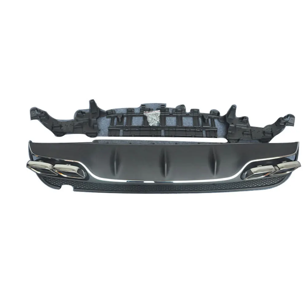 PP Rear Bumper Lip Diffuser Exhaust Tips 4 Outlet for Benz C Class W205 C200 C220 Sedan 4 Door Change to C63 AMG look 15-17 view 4