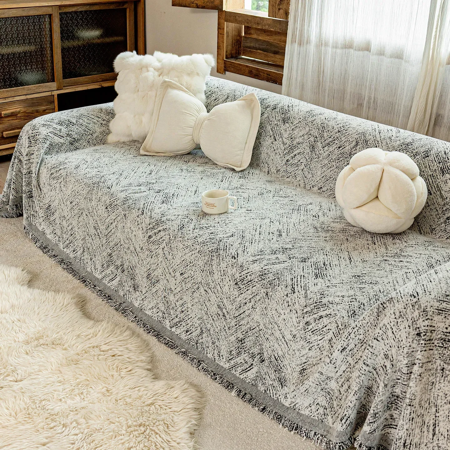 Vintage Style Sofa Cover Cat Scratch Resistant Protector Anti Pet Claw Couch Throw Blanket Versatile Living Room Home Decor