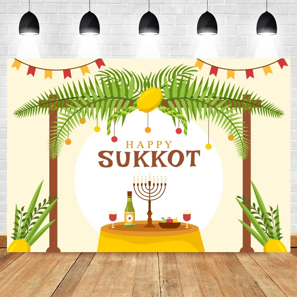 Happy Sukkot Backdrop Sukkah Jewish Religious Holiday Celebrate Festival Party Decor Customized Background for Photography Props