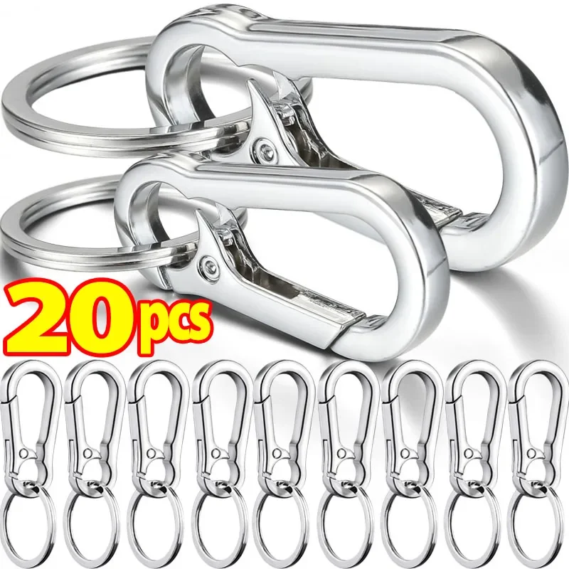 5/20pcs Gourd Buckle Keychains Climbing Hook Stainless Steel Car Strong Carabiner Shape Keychain Zinc Alloy Key Holder Ring