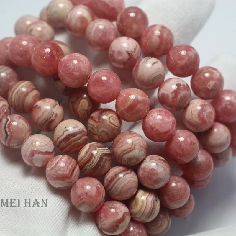 Meihan wholesale AAA Natural Argentina Rhodochrosite smooth round  loose beads for jewelry making diy gift