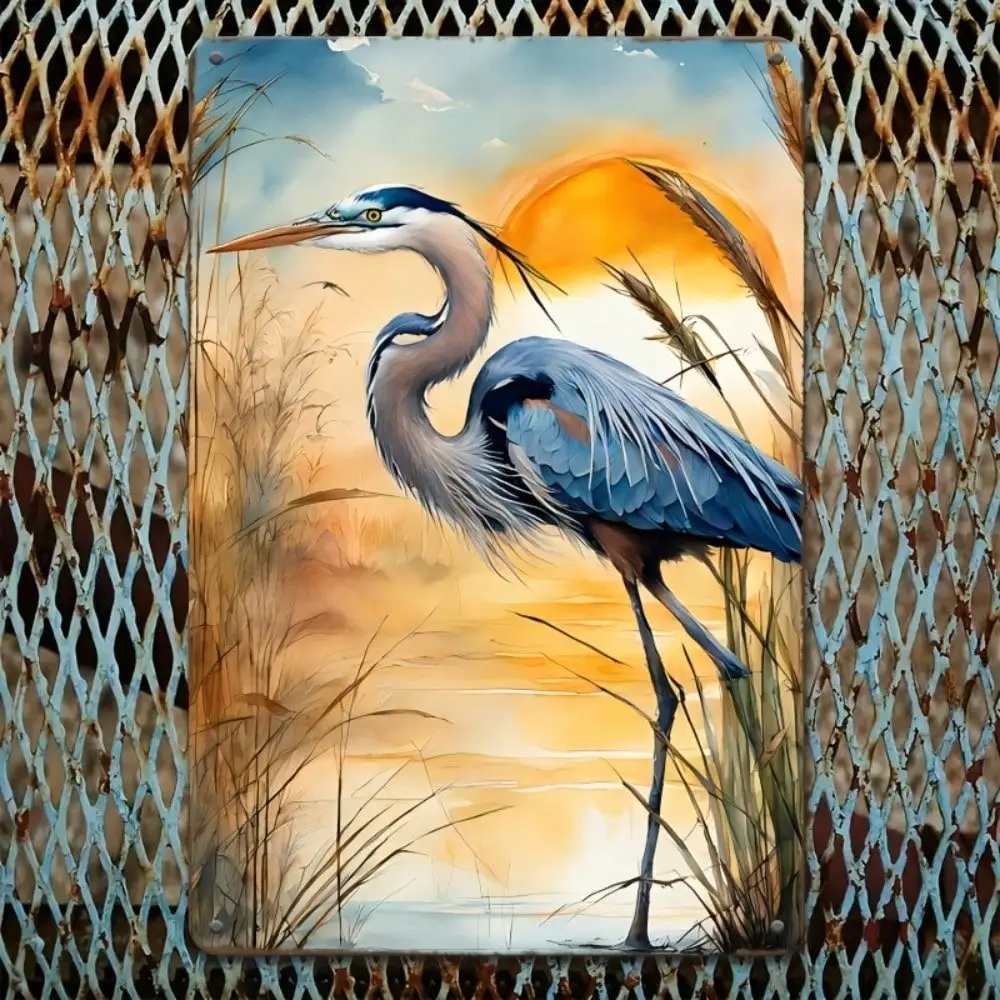 Vintage Metal Iron Sign Wall Decor Heron Retro Plaque Art 20x30CM(8x12 Inch)