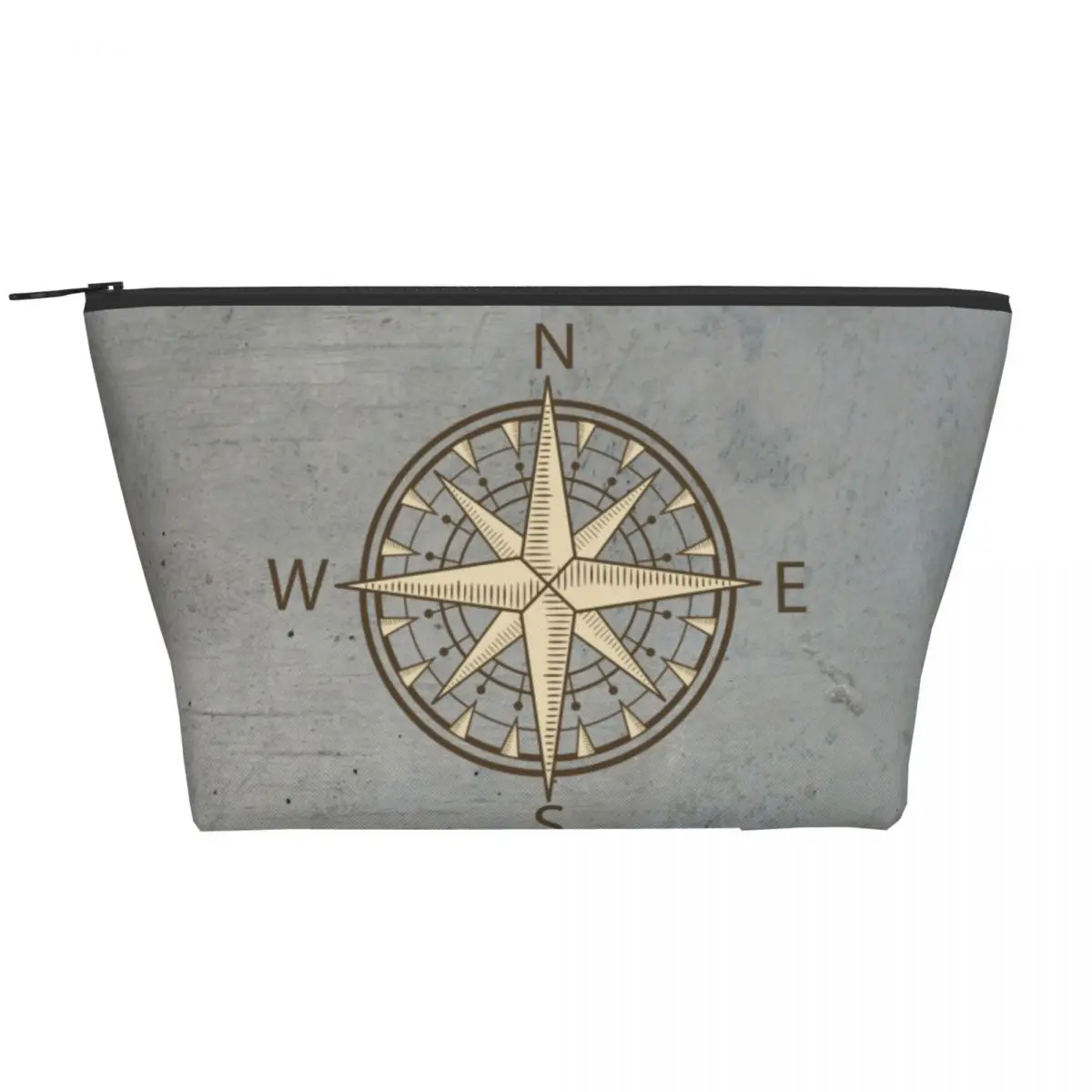 Custom Gray Compass Travel Cosmetic Bag Nautical Sailing Sailor Toiletry Makeup Organizer Ladies Beauty Storage Dopp Kit