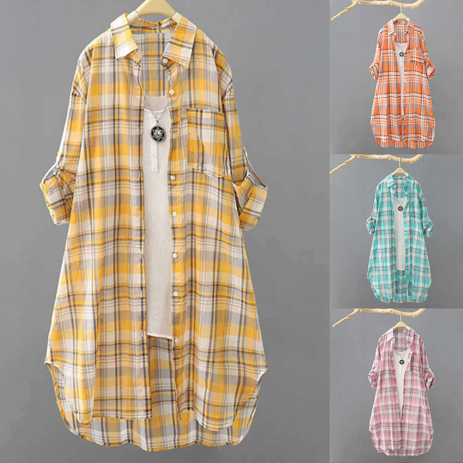 

Women's Plaid Cotton Shirt Chic Women Blouse Elegant and Youth Women's Blouses New In External Clothes Korean Style Shirt