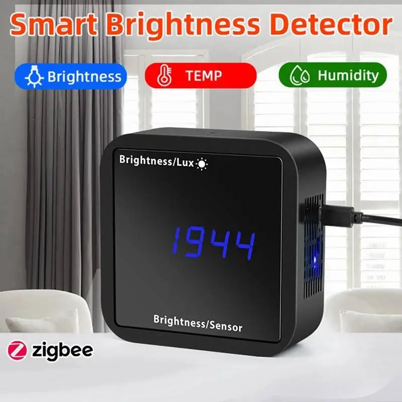 

F-T Tuya Light Sensor Brightness Detector With Temperature Humidity Detection Display Smart Home Security Linkage