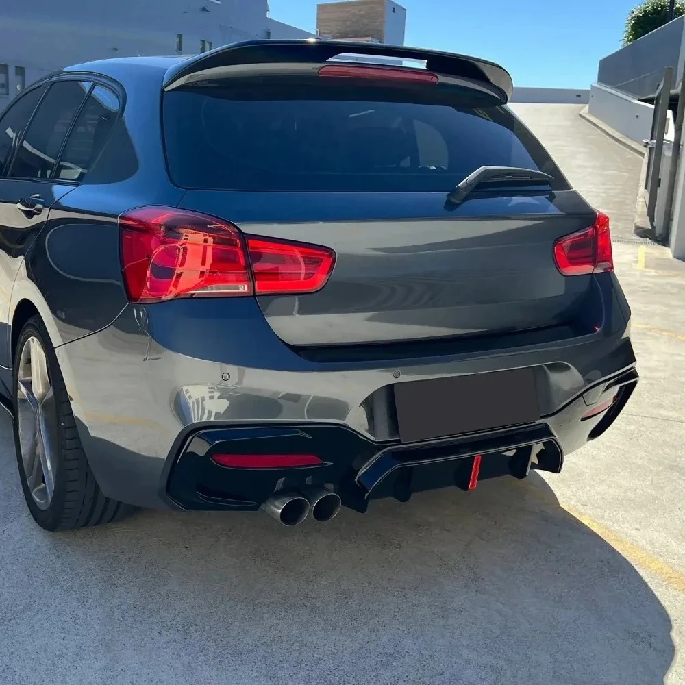 Rear Bumper Lip Plate For BMW F20 120i 120d 125d 125i M Sport 2015-2019 Lci MP Style Rear Diffuser With Red LED Lamp Body Kits