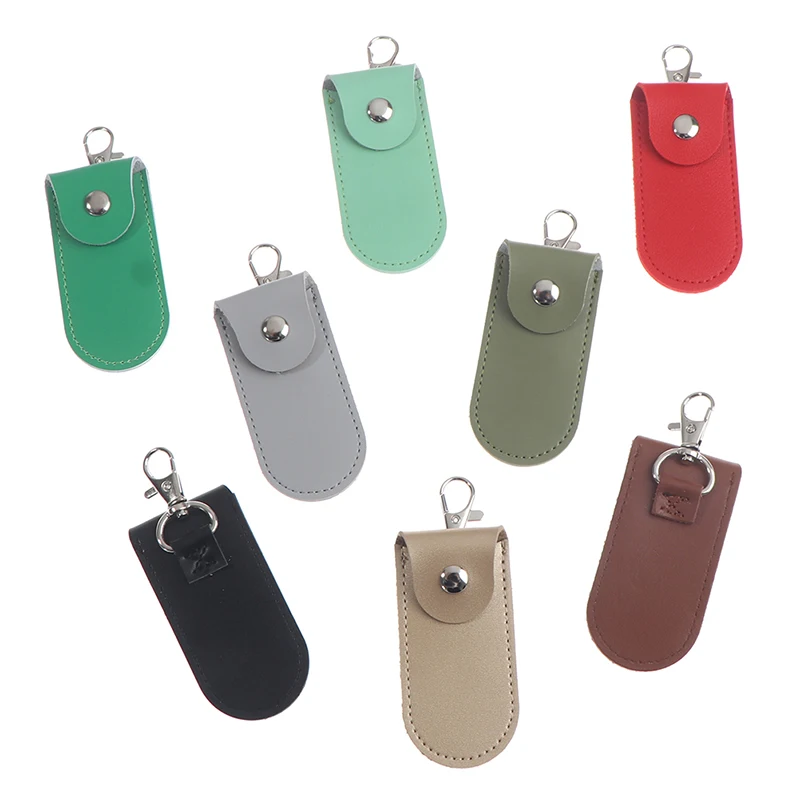 1pc Pouch Bag Case Protective Leather With Keychain For Usb Flash Drive Memory Stick