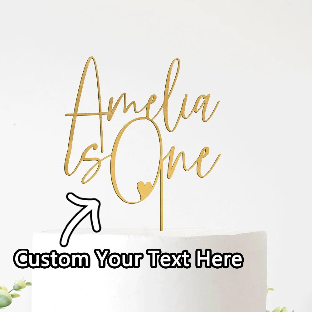 1PC Custom PMMA Cake Plug - Personalized Metallic Shine Design, DIY, Laser Engraved, Perfect for Birthday Cakes & Celebrations,