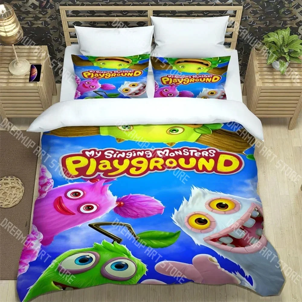 Fashion My Singing Monsters Cartoon Game Bedding Set Single Twin Full Queen King Size Bed Set Kids Bedroom Duvetcover Set