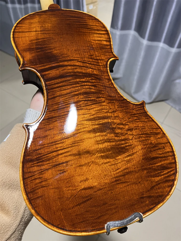 ACTUAL PHOTO Beautiful Flamed Solid One-Piece Back Hand Crafted Cкрипка 4/4 كمان  Fiddle Free Violin Case Bow violin accessories