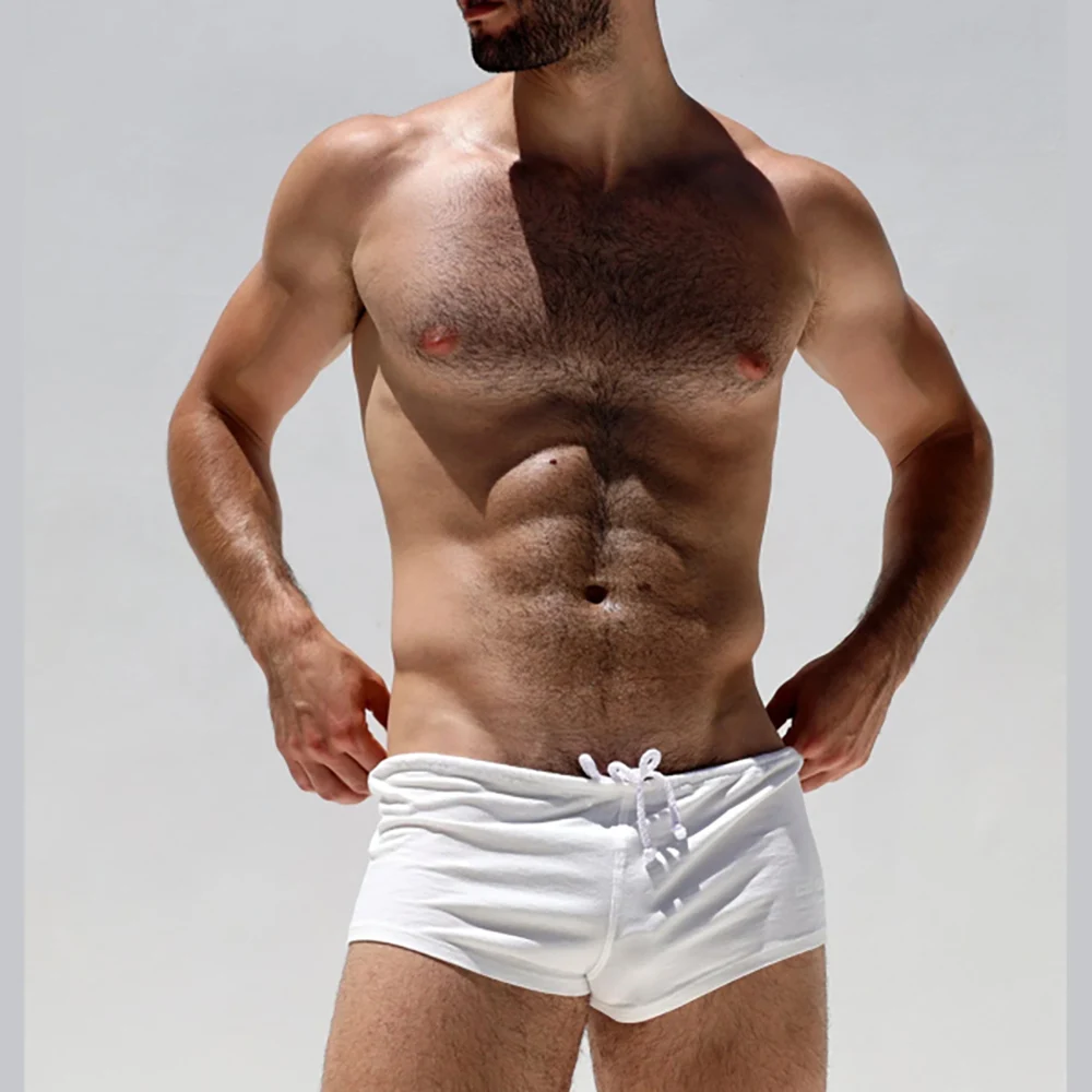 Men\'s Plain Casual Boxer Swim Underwear Summer Beach Swimming Pool Men Short Pants 2024 New Solid Color Male Trunks XS-2XL
