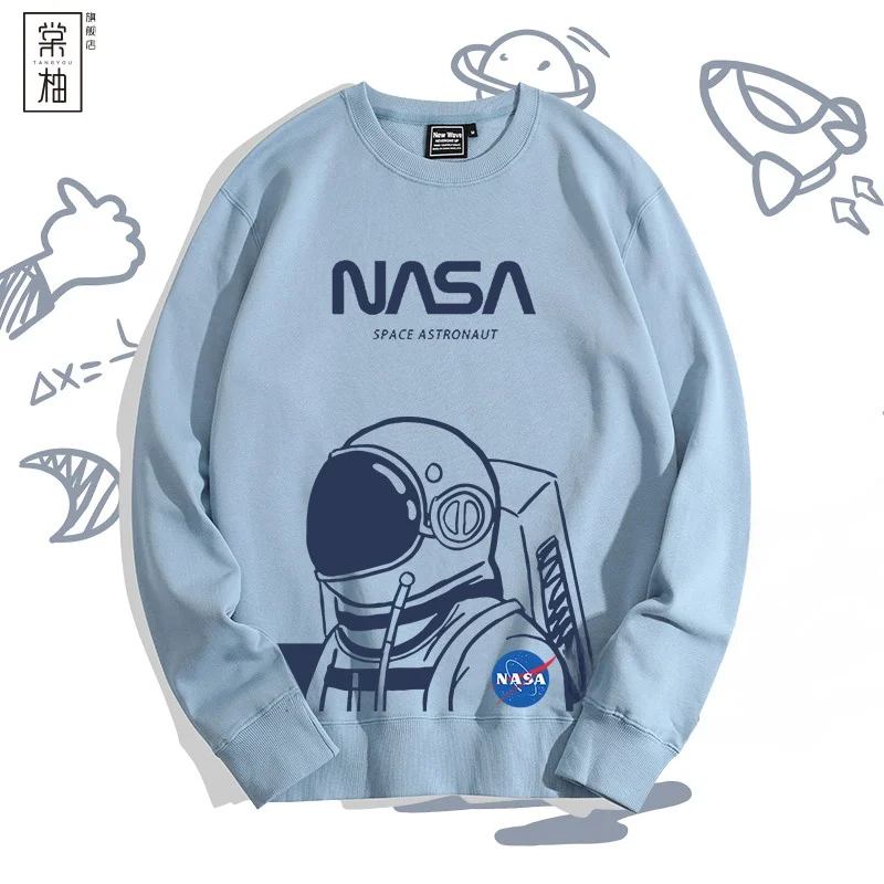 

Модный мужской свитшот с принтом «Космический астронавт», свободный крой, спортивный повседневный топ из хлопка с круглым вырезом, молодежный стиль