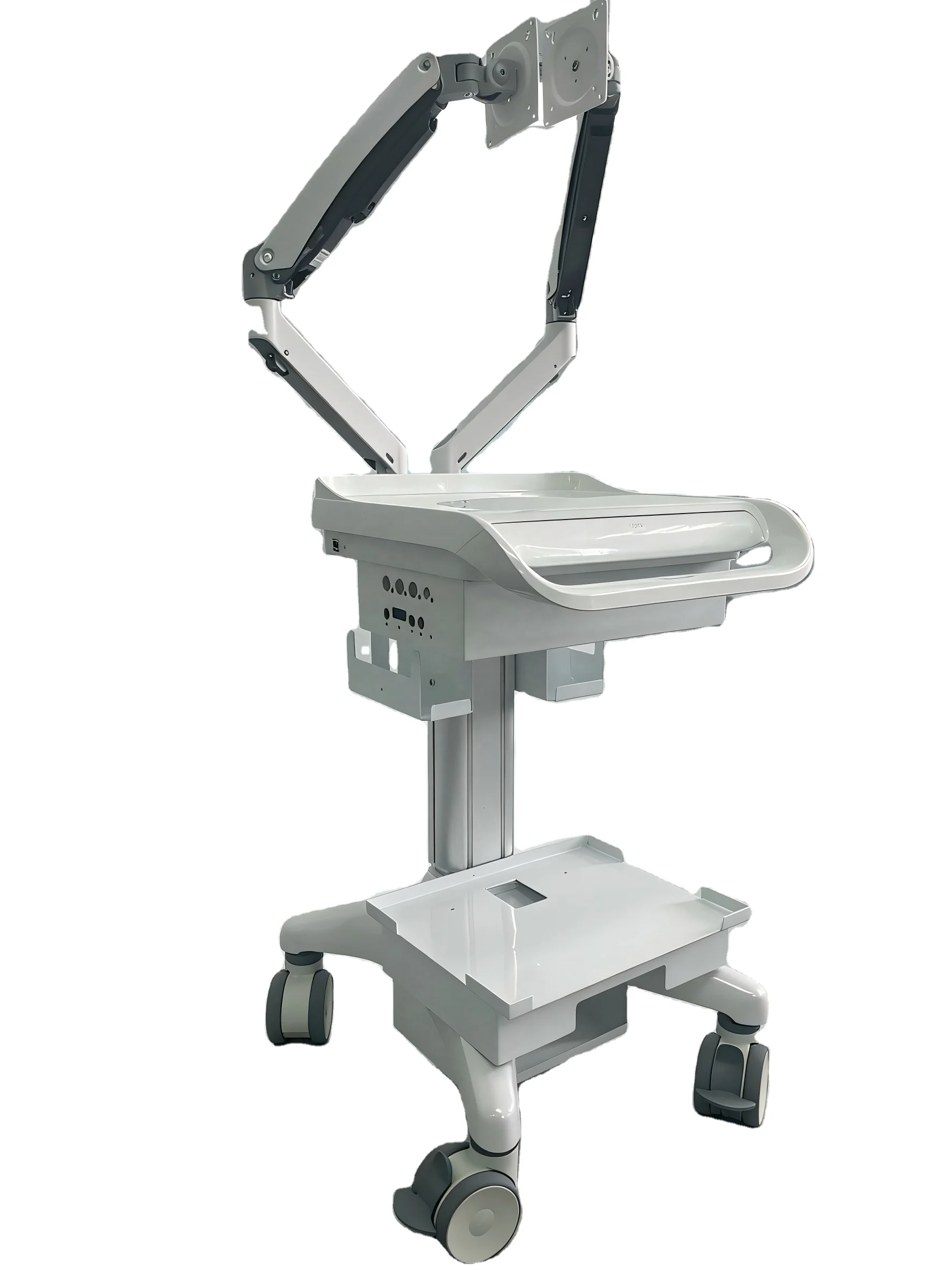 M6 Medical Computer Cart Has A 5-year Warranty, 23 Inches Wide, Ergonomic , Adjustable Arm Display Stand, and Is Sold