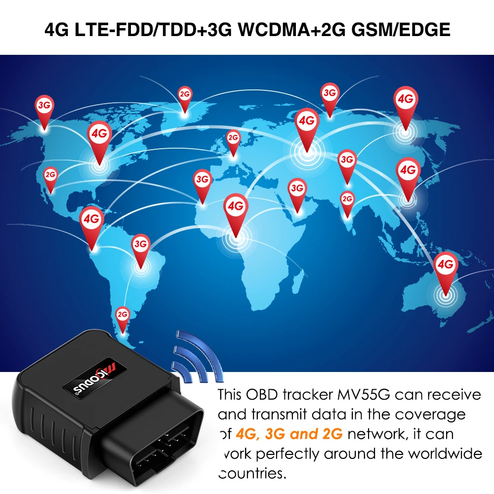 GPS Tracker Car 4G OBD OBD2 MINI Car GPS MiCODUS MV55G Life Time Free APP 4G LTE 3G 2G GSM GPS OBD Real Time Tracking