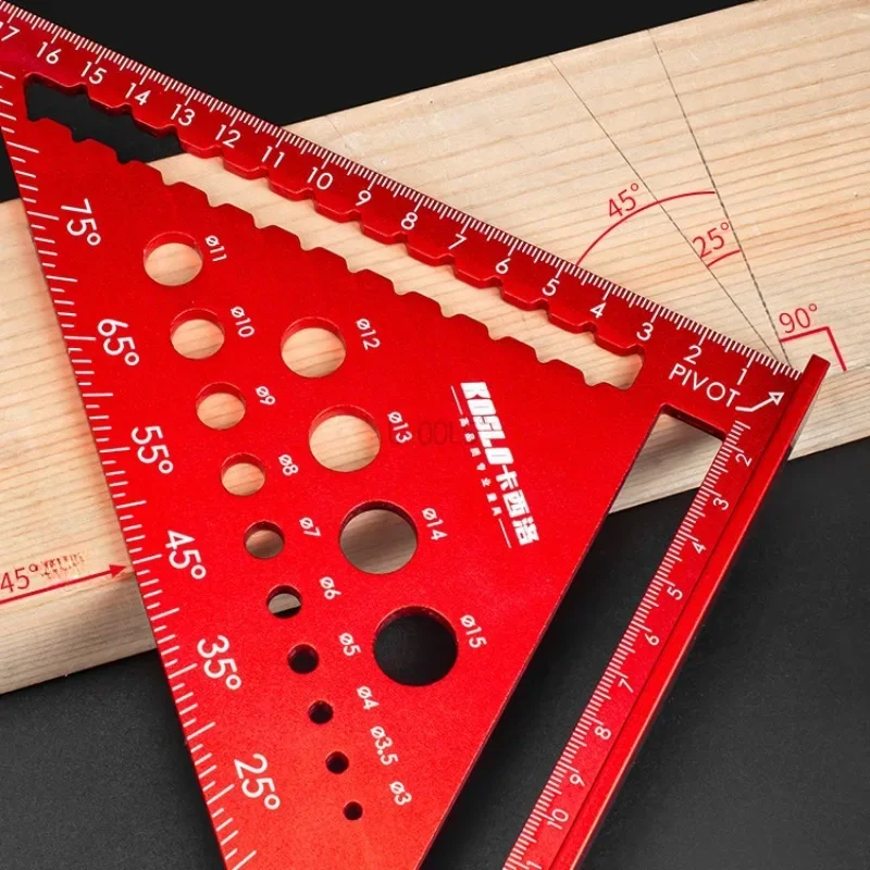 Woodworking Triangle Ruler 45°/90° Metric Angle Ruler Aluminum Industrial Grade Metal Drill Bit Gauge Precision Measuring Ruler