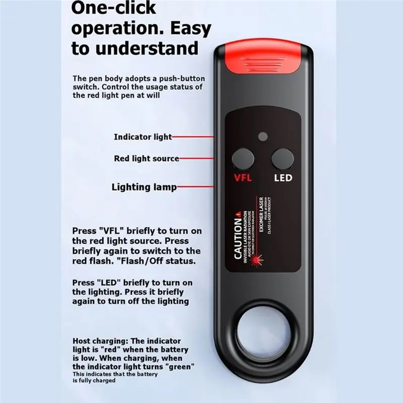 B03B-Red Light 100Mw Fiber Optic Visual Fault Locator Rechargeable Type C For FC SC And ST Connector Compatibility