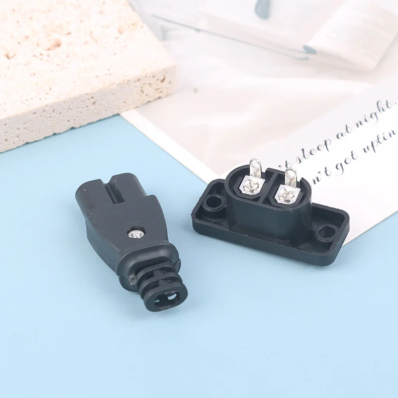 Male Power Socket Female Plug Power Outlet Embedded Electric Connector AC 2.5A 250V 8-Shaped Plug Socket