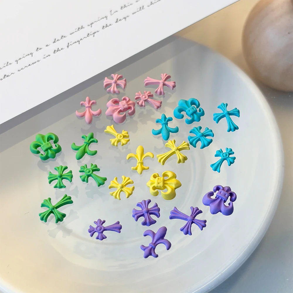 5 قطعة الصليب الملونة الزركون مسمار السحر الدوبامين الألوان مزيج ثلاثية الأبعاد حجر الراين الصليب مسمار ديكور فني ل هلام مانيكير لتقوم بها بنفسك مسمار المورد