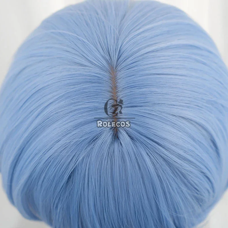 CosplayROLECOS Irelia تأثيري الباروكات Porcelai Irelia 35 سنتيمتر قصيرة مستقيم الضوء الأزرق مختلط رمادي شعر مستعار مقاومة للحرارة الشعر الاصطناعية