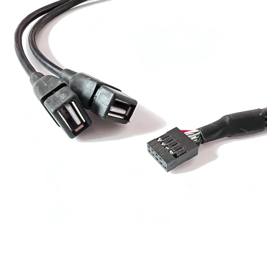 1pc 15cm/50cm MotherBoard 9Pin Turns USB2.0 Two Extension Line Main Board Female Header to Dual USB 2.0 Female Adapter Cable