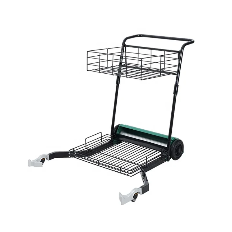 2 Baskets Capacity 300 Balls Easy to Transport Tennis Ball Mower and Teaching Cart with  Weatherproof Cover