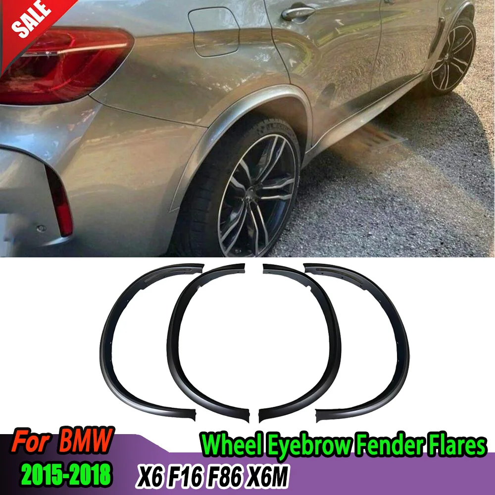 Wide PP Fender Flares Wheel Arches Eyebrow Trim for BMW X6 F16 F86 X6M 2015 2016 2017 2018 Mudguard Body Kit Protector 4Pcs/Set