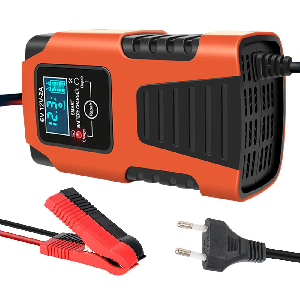 Car Motorcycle Battery Chargers Inteligent Repair Universal 100V/240V Input For Lead Acid AMG Battery 6V 12V 2A EU Plug 30W