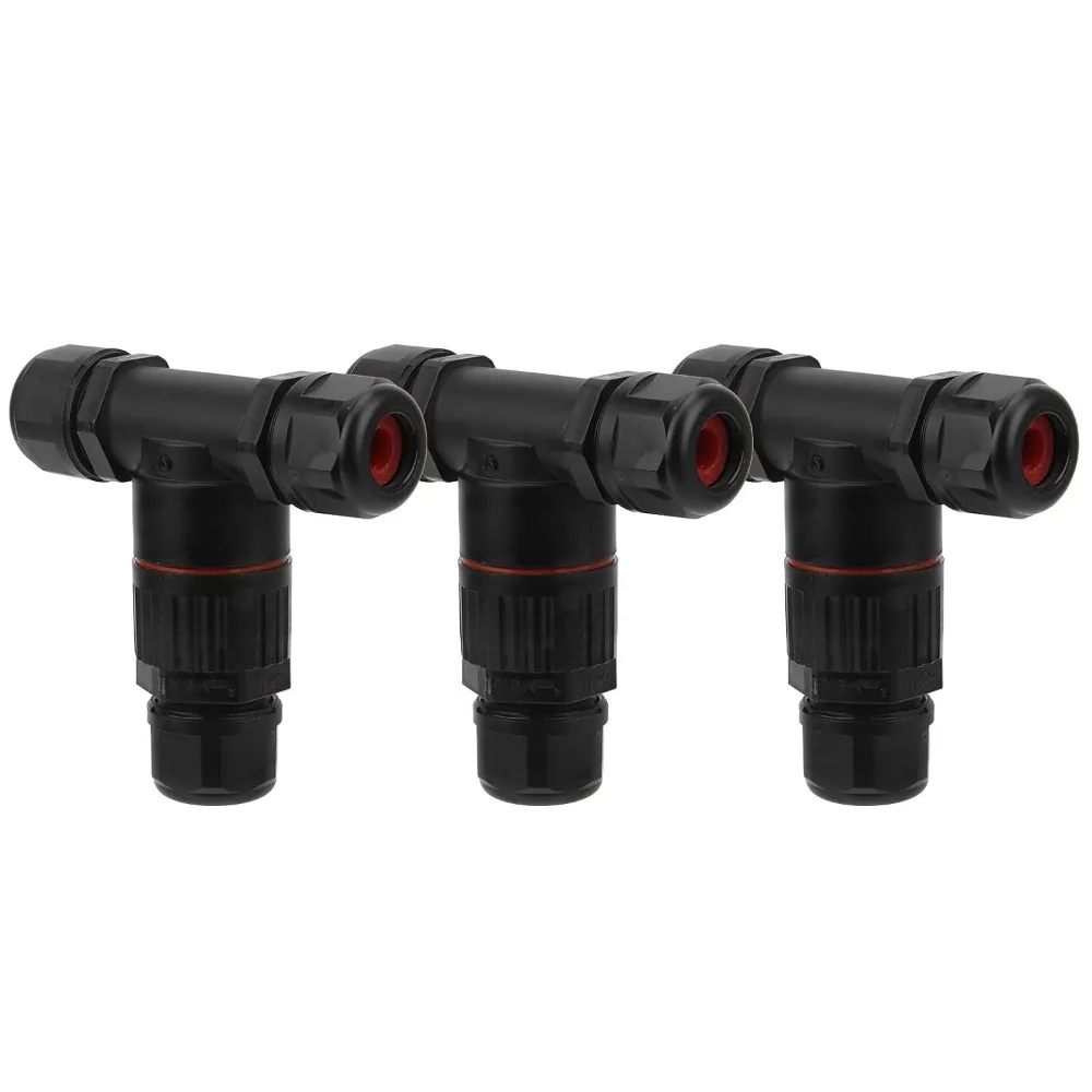 5Pcs IP68 3 Way Junction Box 3.5-10mm Wire Range Industrial Grade Waterproof Cable Connector T Shape Design 3 Pin