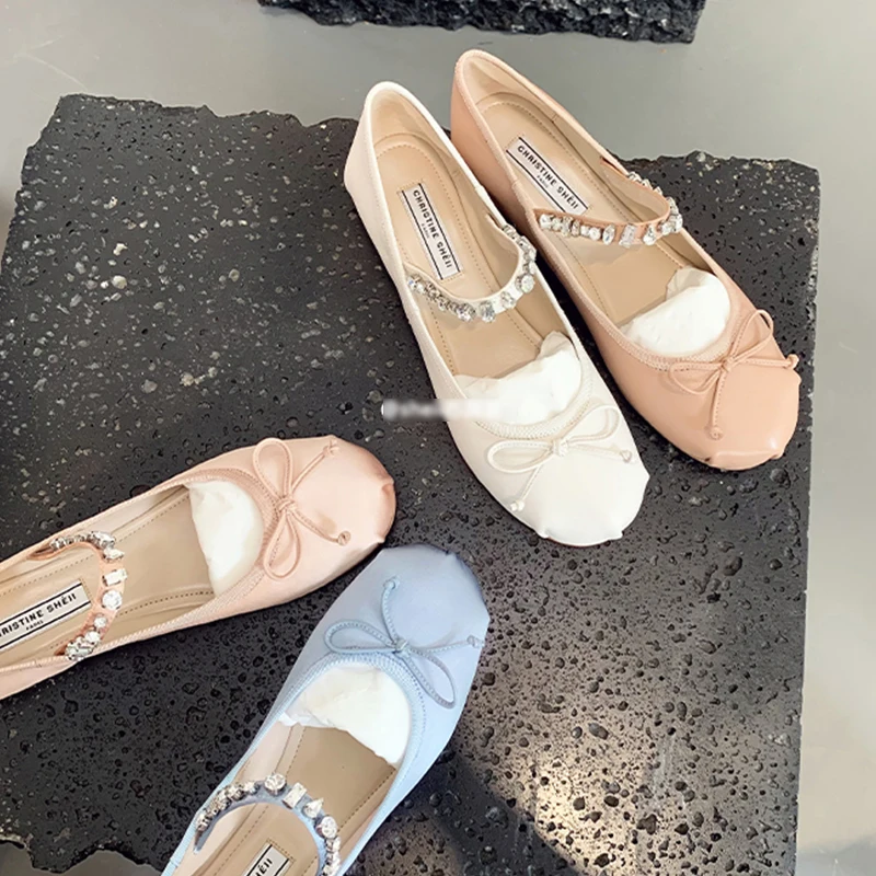 Senhoras ballet flats novo em sandálias femininas lolita casual fora 2024 atutmn moda slides borboleta-nó feminino mary jane sapatos