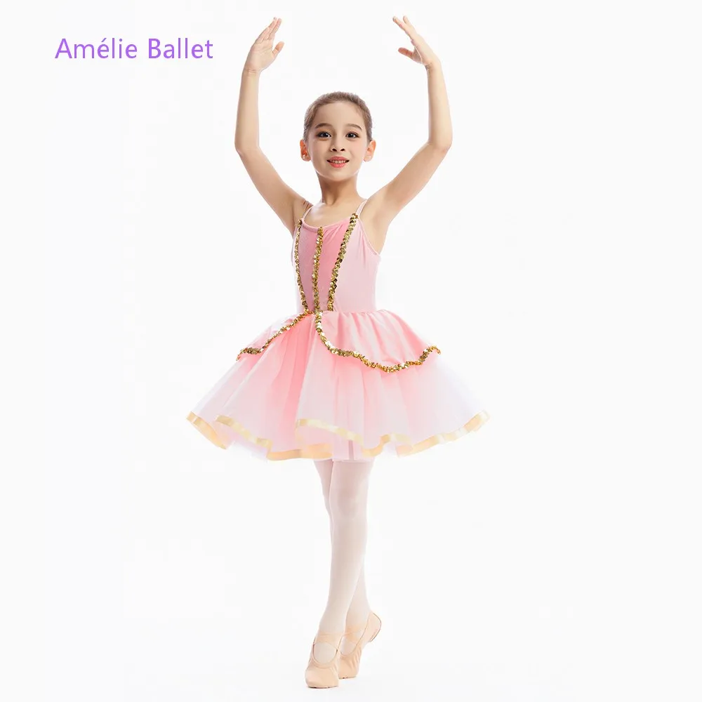 

Новые балетные костюмы C26038 для девочек: розовые/голубые балетные туту для сценических выступлений, детская танцевальная одежда для балета