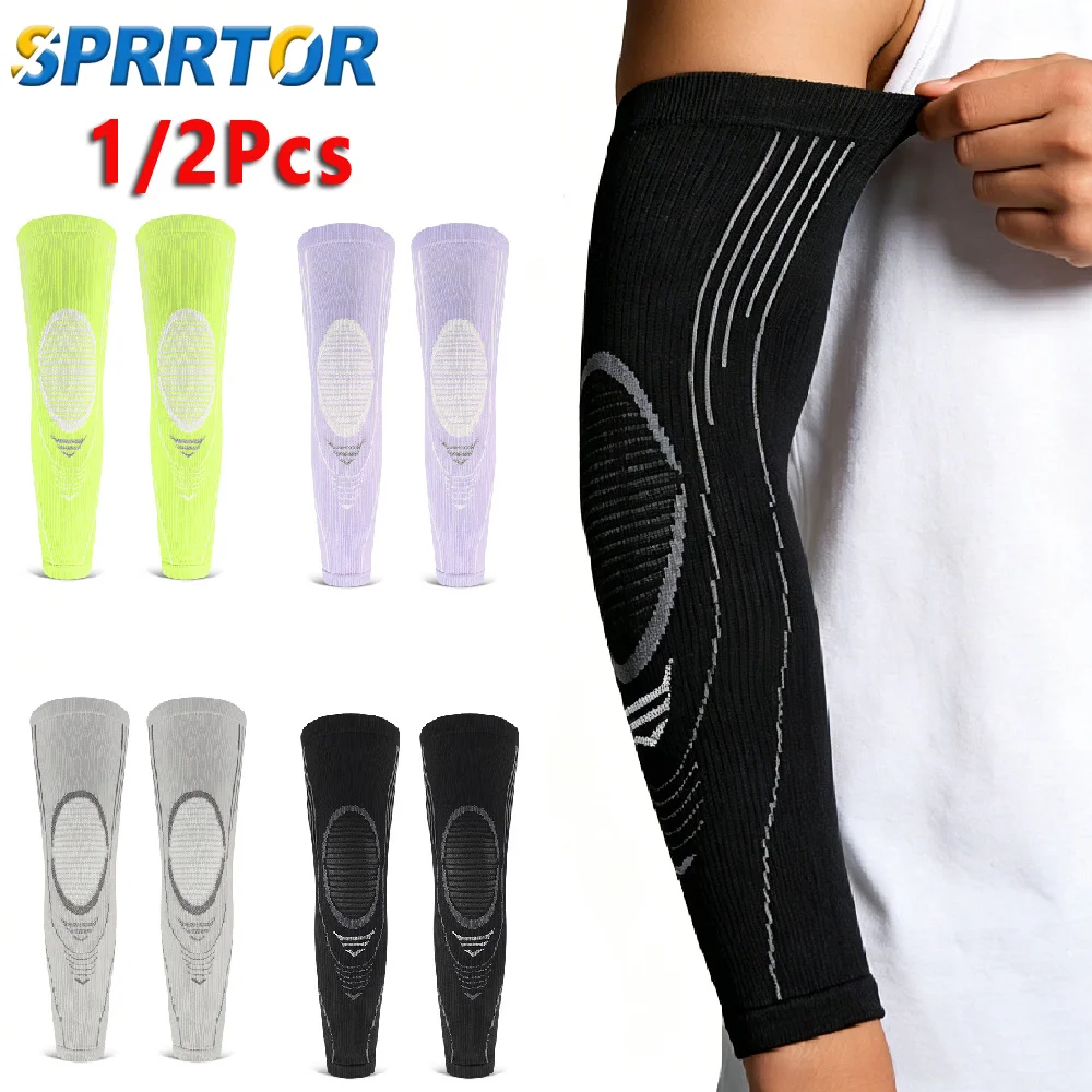 1/2PCS Elbow Compression Full Arm Sleeve Brace, Targeted Compression Arm Support, Lightweight Sports Sleeve for Running,Training