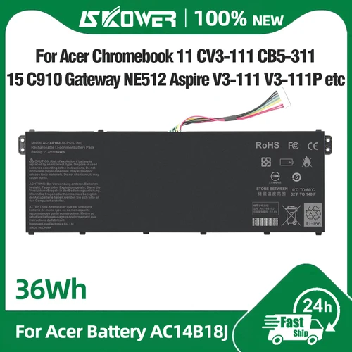 Imagen 1 del producto Nueva batería de ordenador portátil AC14B18J de 11,1 V para Acer Aspire E3-721 E5-771 E5-771G ES1-311 511 V3-111 Chromebook C810 C910 B115-M AC14B13J