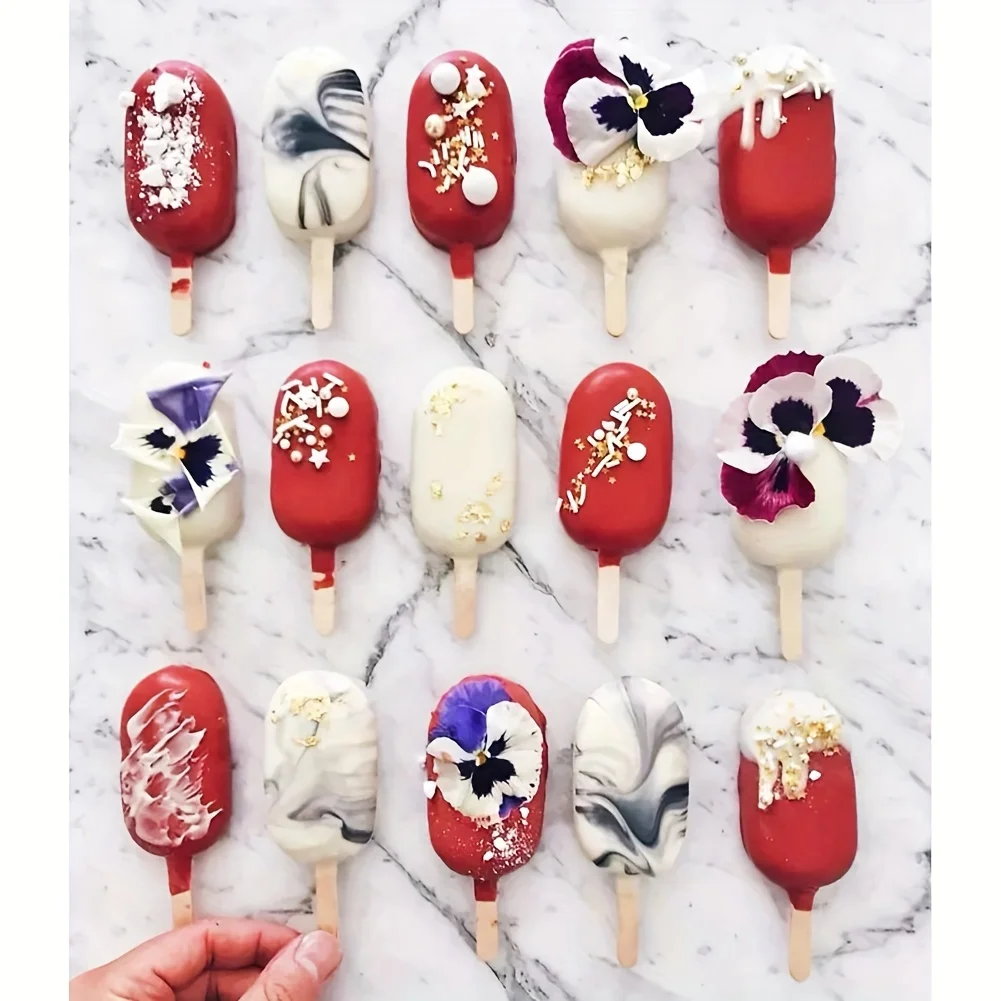 Силиконовые формы для мороженого «Веселая еда», состоящие из 2 предметов с деревянными палочками — 4 полости, бессвинцовый прибор для изготовления льда и тортов для лакомств своими руками