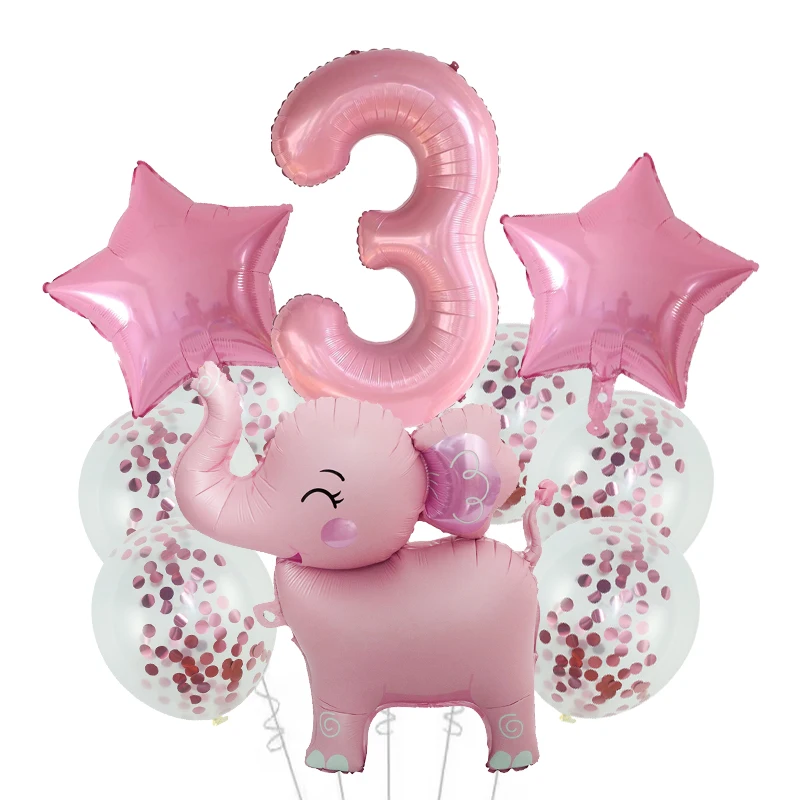 10 قطعة بالونات الحيوانات البرية لطيف الغابة موضوع حديقة الحيوان لوازم الحفلات 4D الفيل عدد بالونات الأطفال حفلة عيد ميلاد لوازم