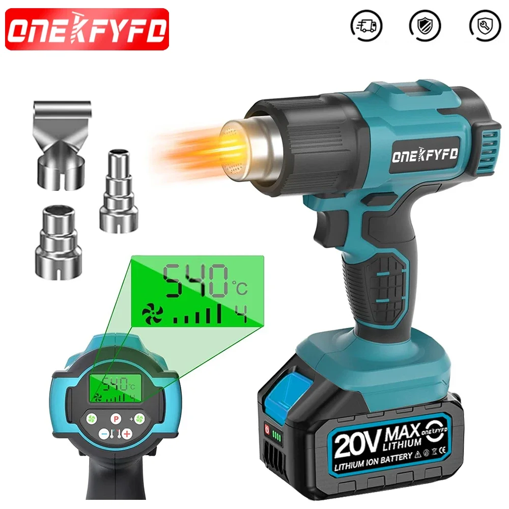 

540℃ Cordless Heat Hot Air Gun 4 Gears Wind Speed LED Display Temperature Adjustment Cordless Heat Gun for Makita 18V Battery