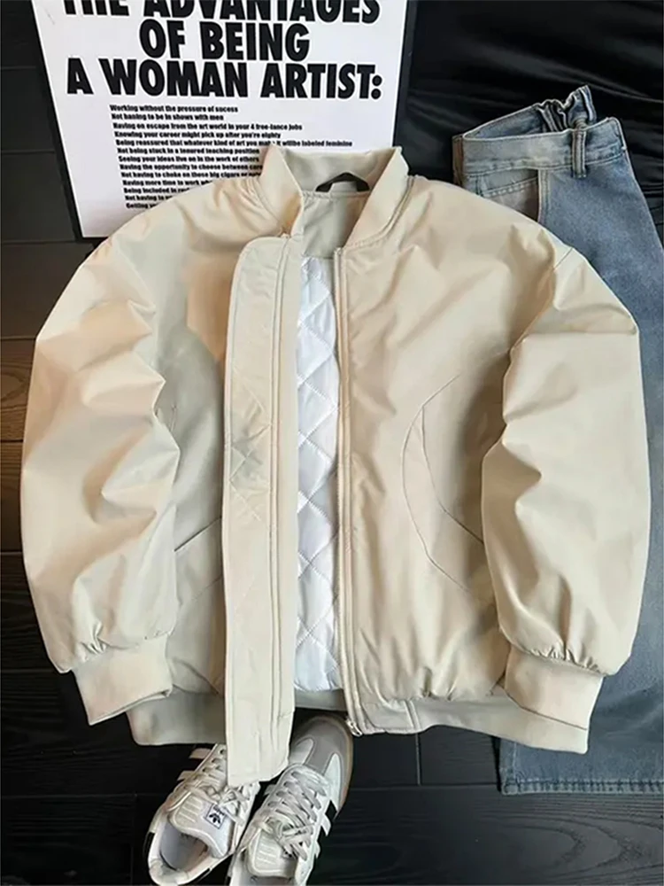 

Men's Cotton Jaet MA Pilot Coat ort Winter Workwear Sle Zipper Decorated Warm Youth Faion Stand Fit Couple's Coat