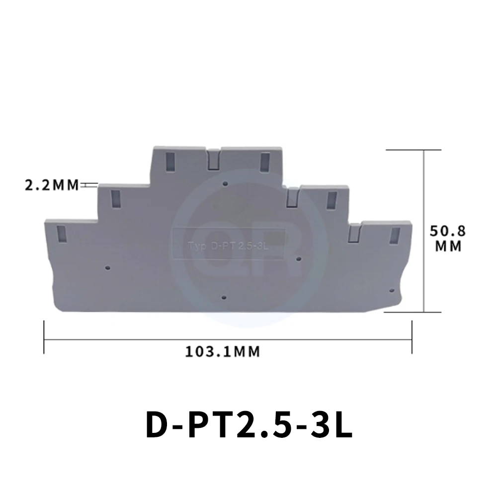 (10 pcs) D-PT2.5-3L Three-layer Spring-type Terminal Block, Three-in and Three-out Connector Plug Side Plate