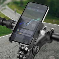 Bicycle Phone Holder Aluminum Alloy Stem Headset Cover With Fork Stem Mount Base 360° Rotation Black Bike Accessories