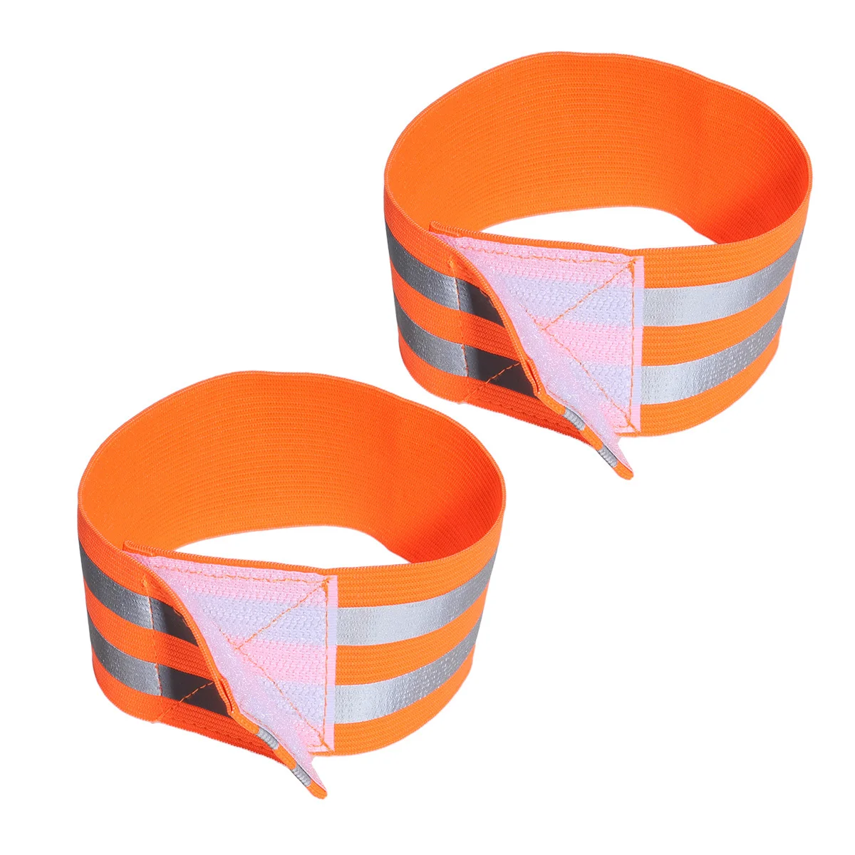 

Pair of Orange Reflective Elastic Bands Adjustable Safety Strap Armbands High Visibility Sports Accessories for Running Cycling